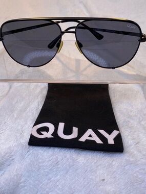 Quay Australia Black & Gold Aviator Sunglasses
